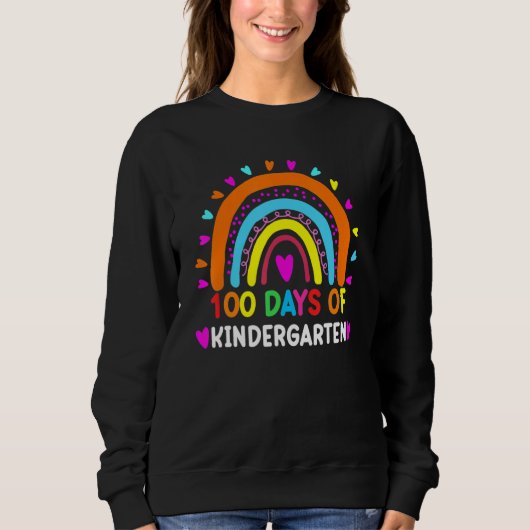 Sweatshirt 100 Days Of Kindergarten School Rainbow Teacher Sm (Devant)