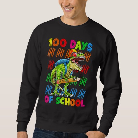 Sweatshirt 100 Days Of School 100th Day Dinosaur Trex Pencil (Devant)