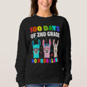 Sweatshirt 100 Days Of School 2nd Grade No Probllama Llama Bo (Devant)
