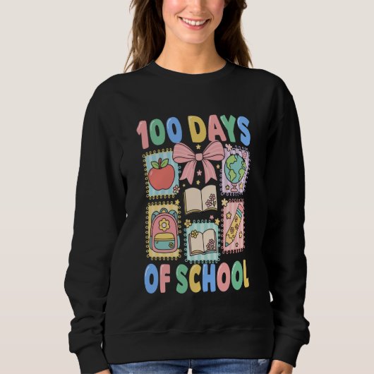 Sweatshirt 100 Days of School Coquette 100 Days Smarter 100th (Devant)