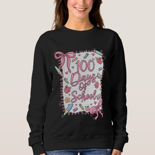 Sweatshirt 100 Days of School Coquette Bow for Girls 100th Da (Devant)