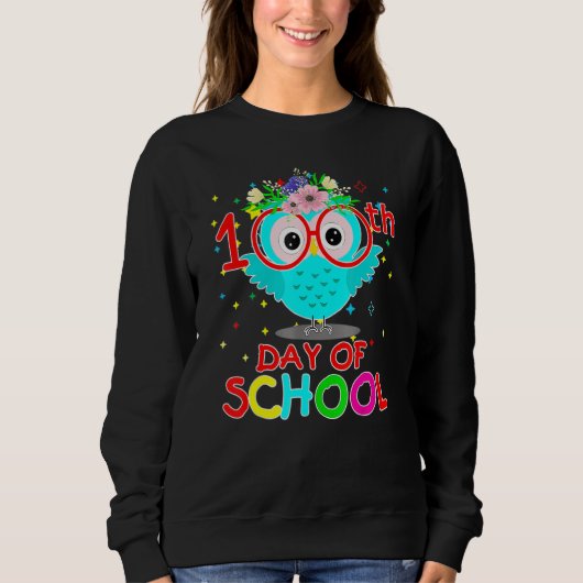 Sweatshirt 100 Days Of School Cute Owl Happy 100th Day Of Sch (Devant)