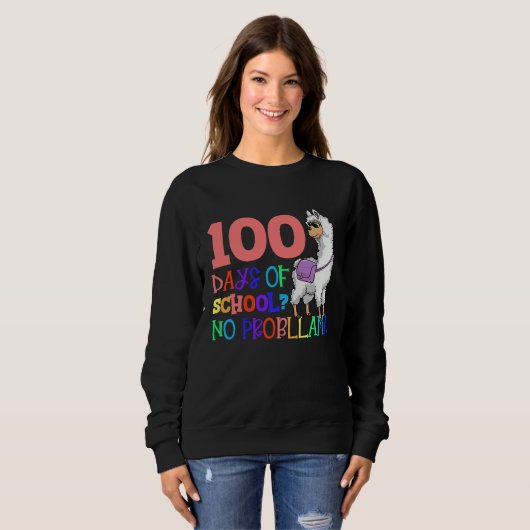 Sweatshirt 100 Days School No Sample Llama Teacher Or Student (Devant entier)