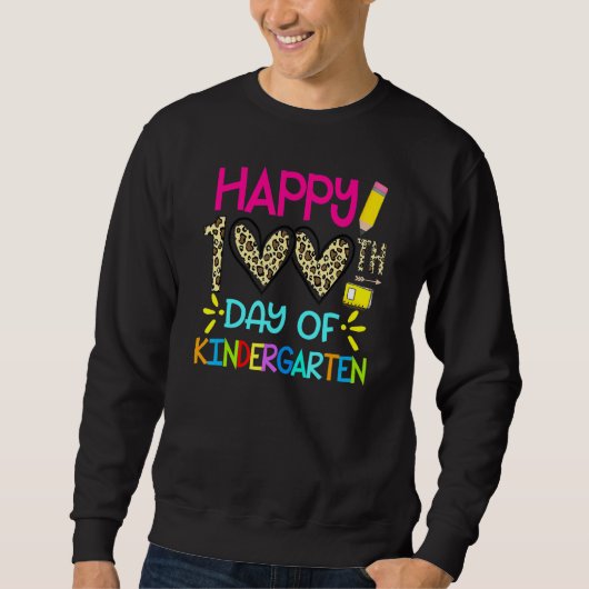 Sweatshirt 100 Days Smarter 100th Day Of Kindergarten Leopard (Devant)