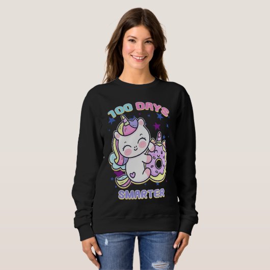Sweatshirt 100 Days Smarter Magical Learning Unicorn with Don (Devant entier)