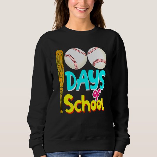 Sweatshirt 100 jours d'école 100e jour Baseball Professeur Ét (Devant)