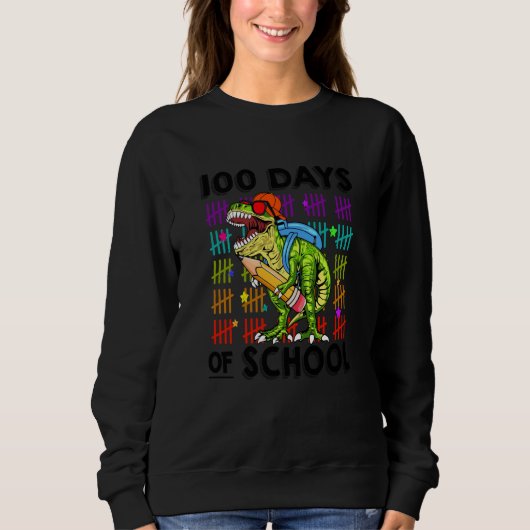 Sweatshirt 100 Jours D'école Dinosaure rex Enfants Plus Intel (Devant)