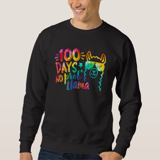 Sweatshirt 100 Jours D'école Pas De Prob-llama Lama Professeu (Devant)