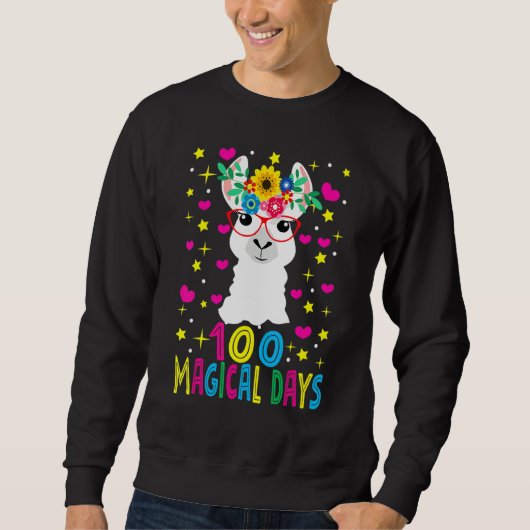 Sweatshirt 100 Magical Days Llama Girl Happy 100th Day Of Sc (Devant)