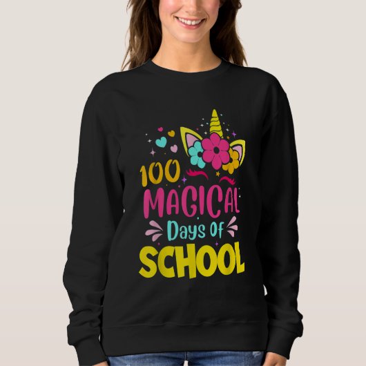 Sweatshirt 100 Magical Days of School Unicorn Teacher Studen (Devant)
