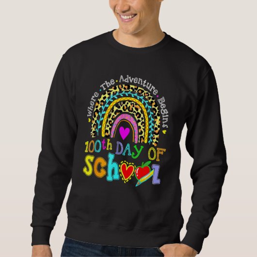 Sweatshirt 100e jour d'école enseignant élève 100 jours intel (Devant)