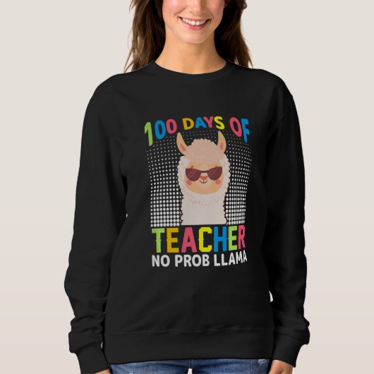 Sweatshirt 100e jour d'école No Prob Lama 100 jours Plus Inte (Devant)