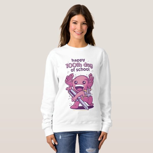 Sweatshirt 100ème jour d'invitation à l'école (Devant entier)