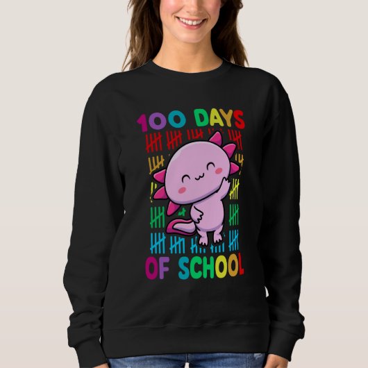 Sweatshirt 100th Day Of School Animal Axolotl Happy 100th Day (Devant)