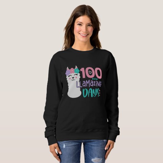 Sweatshirt 100th Day Of School Colourful Llama Happy 100 Llam (Devant entier)