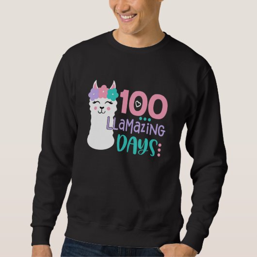 Sweatshirt 100th Day Of School Colourful Llama Happy 100 Llam (Devant)