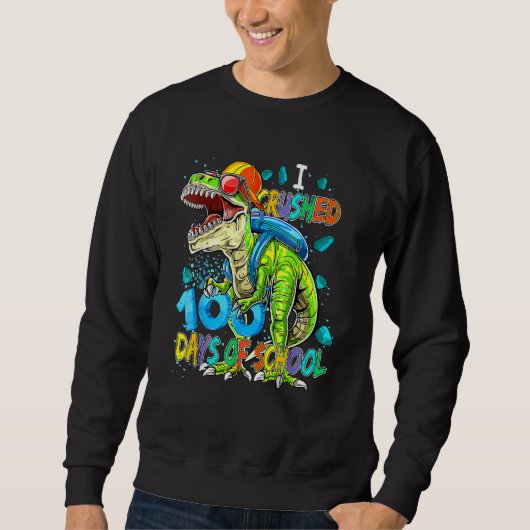 Sweatshirt 100th Day Of School Dino Kids Happy 100 Days Dinos (Devant)
