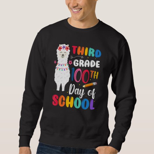 Sweatshirt 100th Day Of School No Prob Llama 100th Day Third (Devant)