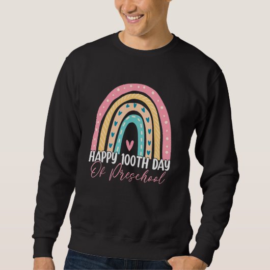 Sweatshirt 100th Day Of School Preschool Teacher Boho Rainbow (Devant)