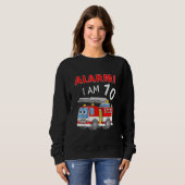 Sweatshirt 10 ans 10e anniversaire garçon fille pompier (Devant entier)