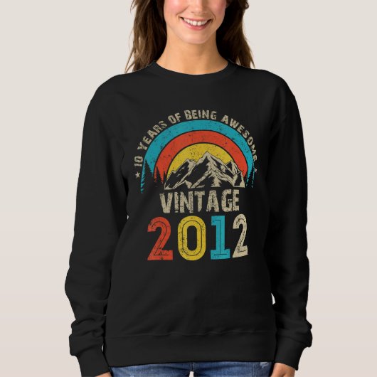 Sweatshirt 10 ans Vintage 2012 10e anniversaire (Devant)
