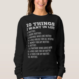 Sweatshirt 10 choses que je veux dans la vie