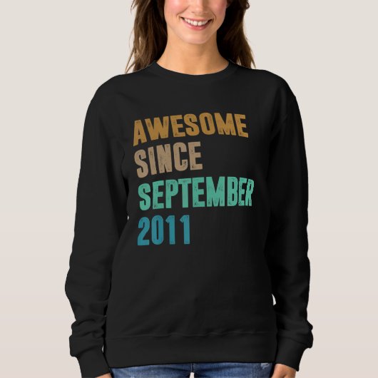 Sweatshirt 11 Years Old Awesome Since September 2011 11th (Devant)