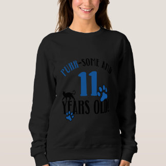 Sweatshirt 11e anniversaire 11 ans Vieux chat maman Amoureux 