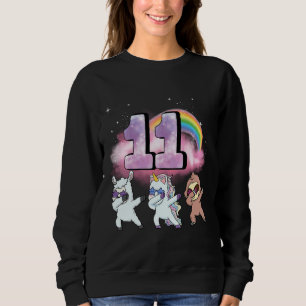 Sweatshirt 11e anniversaire Dabbing Unicorn Sloth Sheep