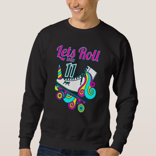 Sweatshirt 11e Anniversaire Unicorn Rolling Skate Lets Ro (Devant)