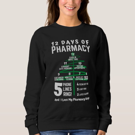 Sweatshirt 12 Jours De Pharmacie Arbre De Noël Arbre De Noël (Devant)