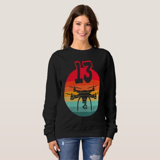 Sweatshirt 13e Anniversaire I Rétro Télécommande Drones Avec (Devant entier)