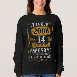 Sweatshirt 14 Ans Vintage Juillet 2008 14e Anniversaire