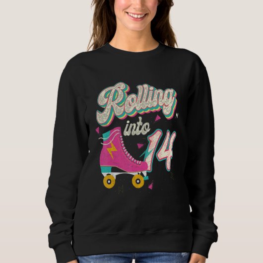 Sweatshirt 14e anniversaire Roller Skates rouler en 14 ans (Devant)