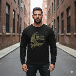 Sweatshirt 1776 American Flag Skull Crescent Moon T-Shirt