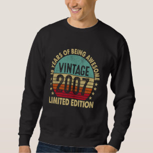 Sweatshirt 18 Ans Vintage Né En 2007 Amusant 18ème Naissance