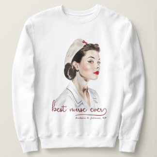 Sweatshirt 1950s Pin Up Nurse Vintage Retro Ajouter votre nom
