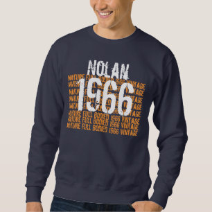 Sweatshirt 1966 Vintage Anniversaire Bleu Or Blanc Nom person