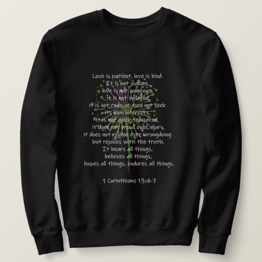 Sweatshirt 1 Corinthiens 13: 4-7 (Design devant)