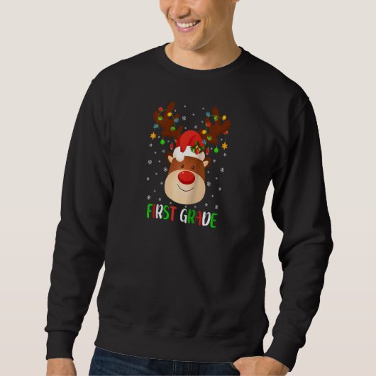 Sweatshirt 1ère année Escouade Plaid Reindeer Santa Hat Ragla (Devant)