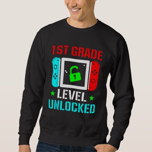 Sweatshirt 1st Grade Level Unlocked  Back To School Gamer Boy (Devant)