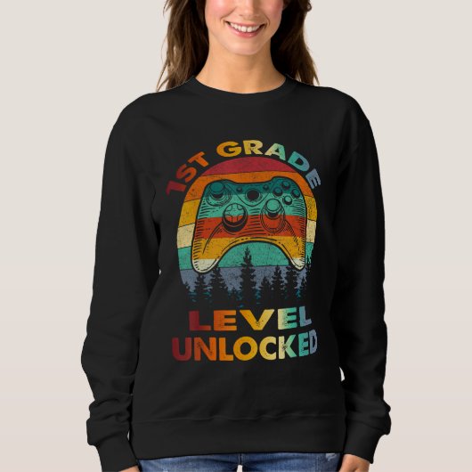Sweatshirt 1st Grade Level Unlocked Gamer 1st Day Of School B (Devant)