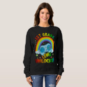 Sweatshirt 1st Grade Level Unlocked Rainbow Back To School Bo (Devant entier)