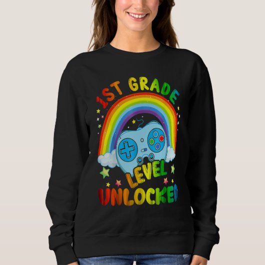 Sweatshirt 1st Grade Level Unlocked Rainbow Back To School Bo (Devant)