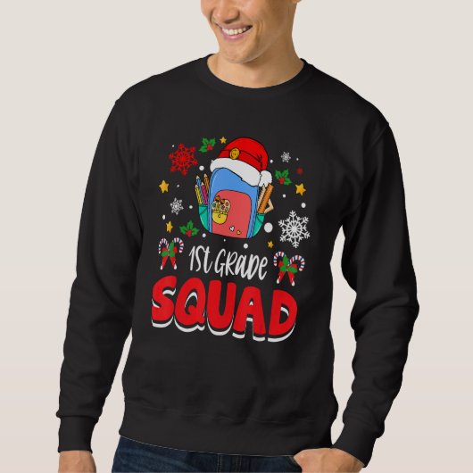 Sweatshirt 1st Grade Squad Group Matching Christmas Pajama Pa (Devant)