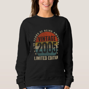 Sweatshirt 20 Ans Vintage Né En 2005 Retro 20e Naissance
