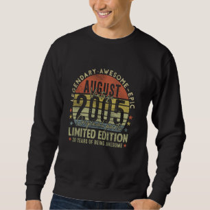 Sweatshirt 20e anniversaire Cadeaux Vintage août 2005 20 ans