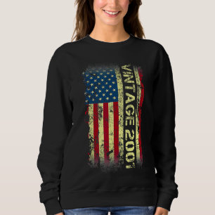 Sweatshirt 21 ans Vintage 2001 Drapeau américain 21e naissanc