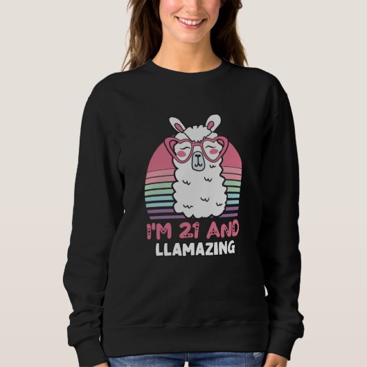 Sweatshirt 21 Year Old Bday Llamazing 21st Birthday Llama (Devant)