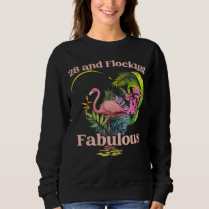 Sweatshirt 28 ans et flocage Fabuleux Flamant rose naissance